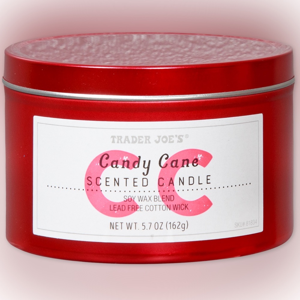 Candy Cane Scented Candle - Red
